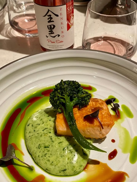 Mt Cook Alpine Salmon expertly cooked, presented and paired perfectly with Zenku
